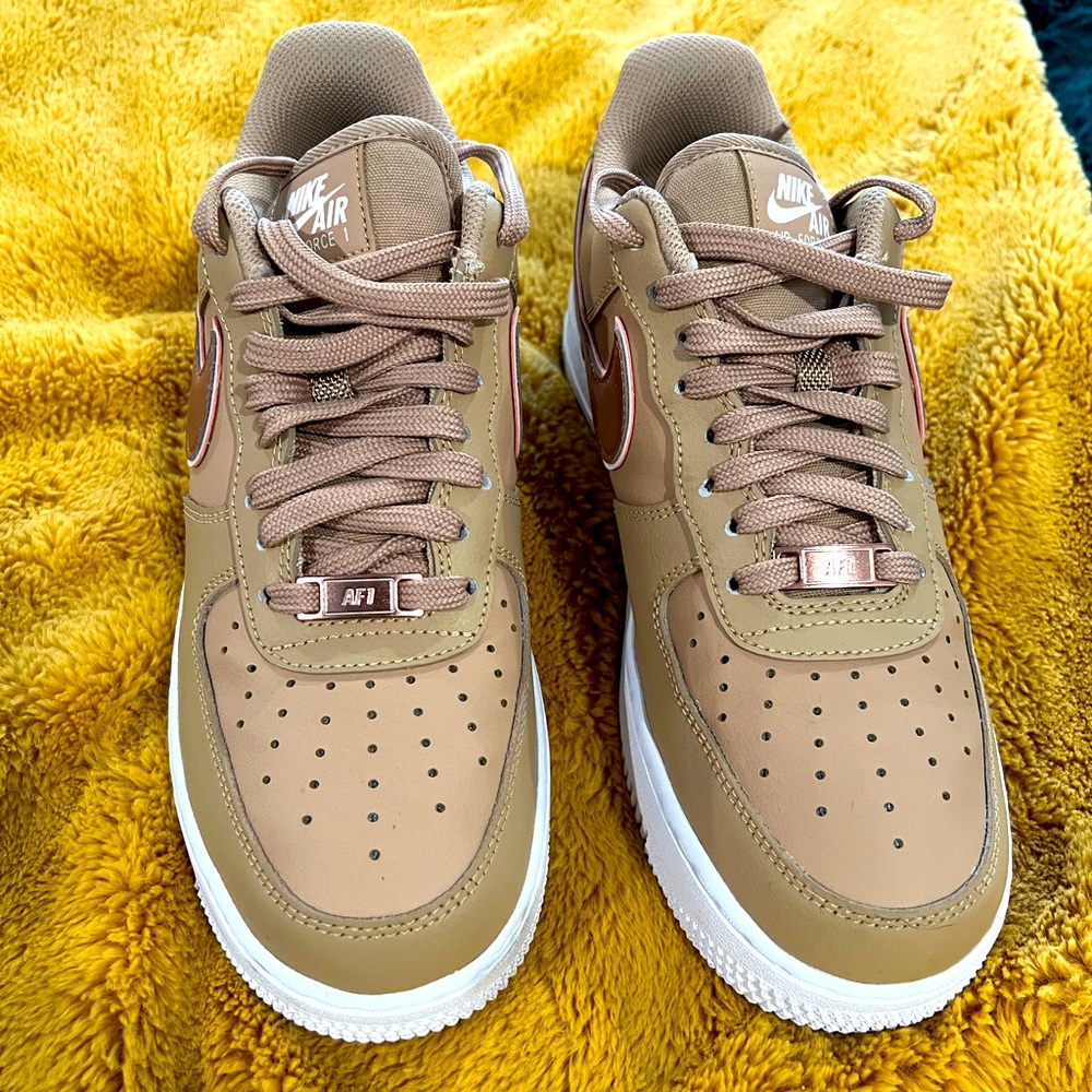 Rose gold inspired Air Force 1’s.